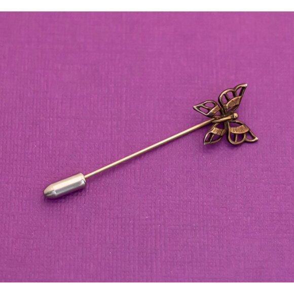 Vintage Boho Butterfly Silver Tone Stick Pin - Q9 - Picture 1 of 2